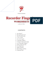 Recorder Fingering: Worksheets