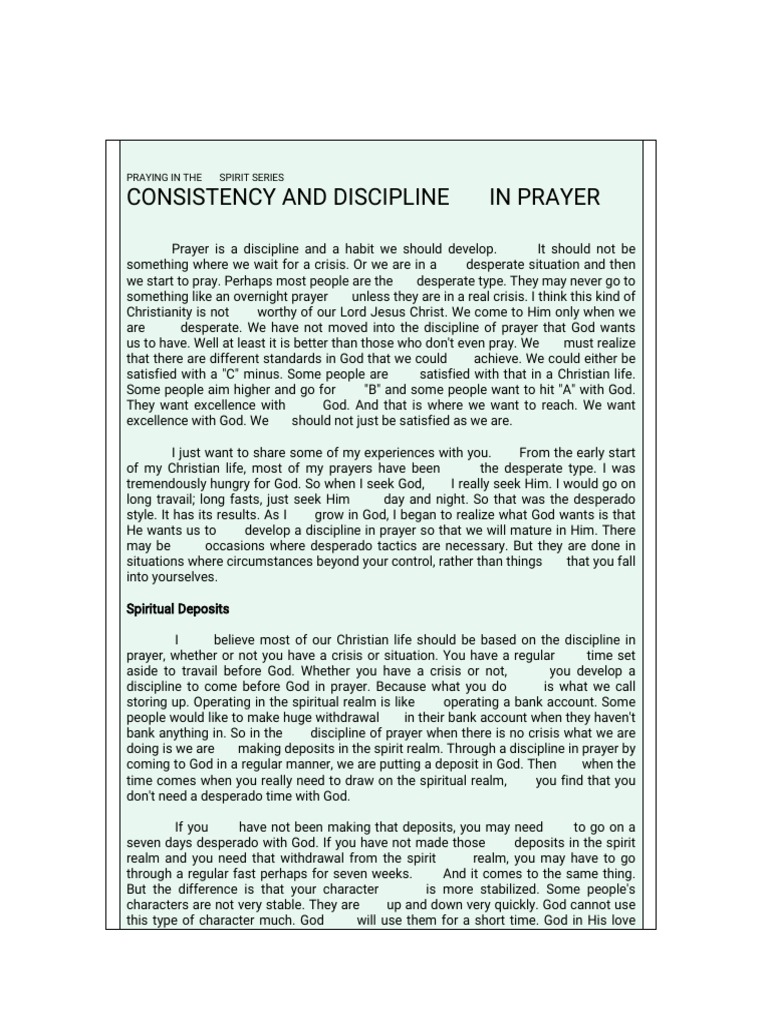 Consistency and Discipline in Prayer | PDF