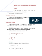 Medidas de dispersión para un conjunto de datos y datos agrupados