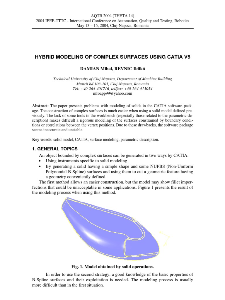 Hybrid Modeling of Complex Surfaces in CATIA | PDF | 3 D Modeling ...