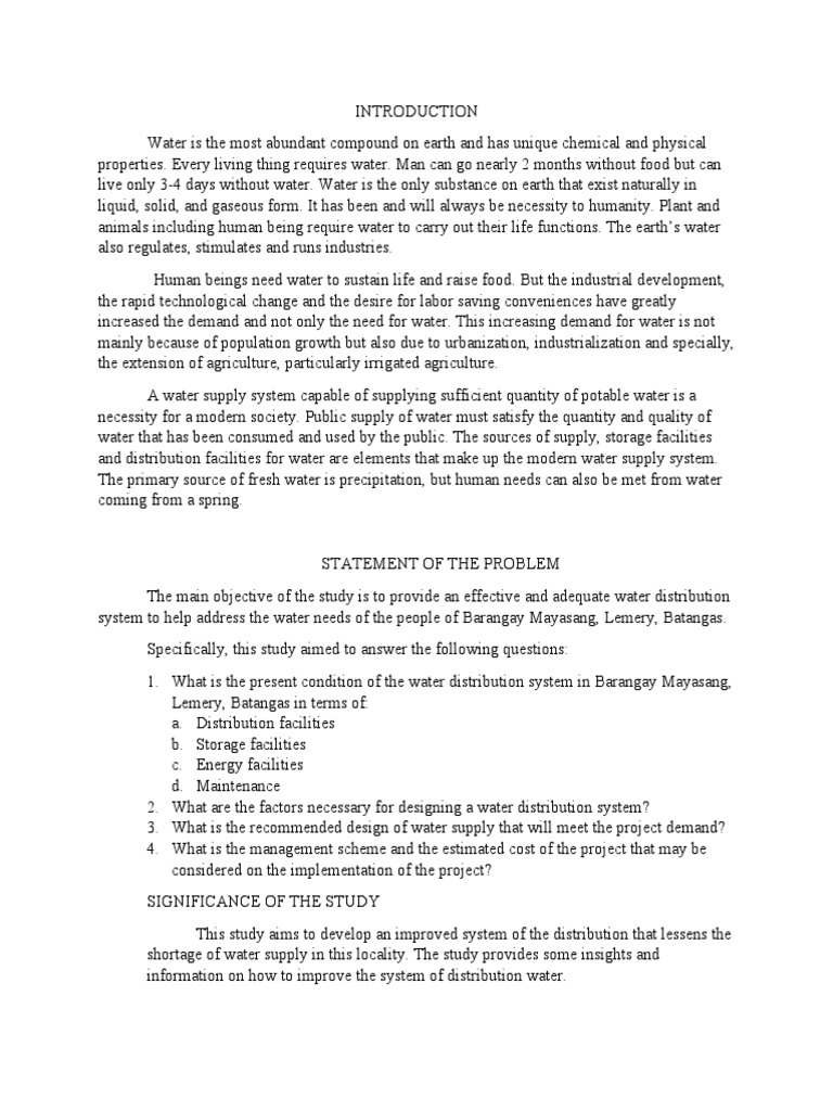 Water Case Study PDF Water Supply Network Water Supply