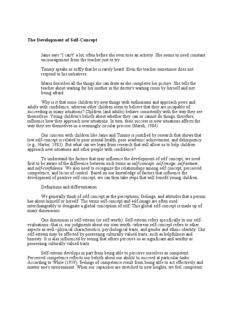 Stages of Self-Concept Development | PDF | Self Concept | Self Esteem