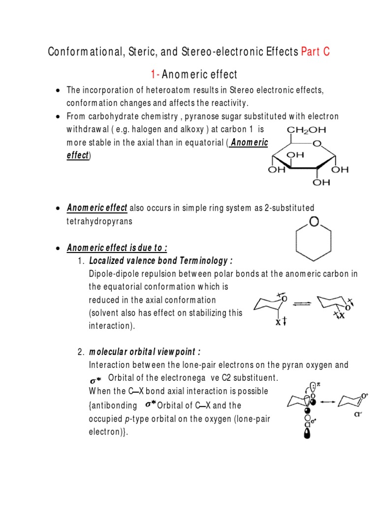 Conformational, Steric, and Stereo-Electronic Effects Anomeric Effect ...