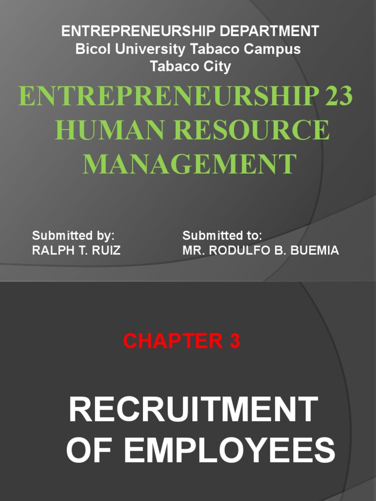 Entrepreneurship 23 Human Resource Management: Entrepreneurship ...