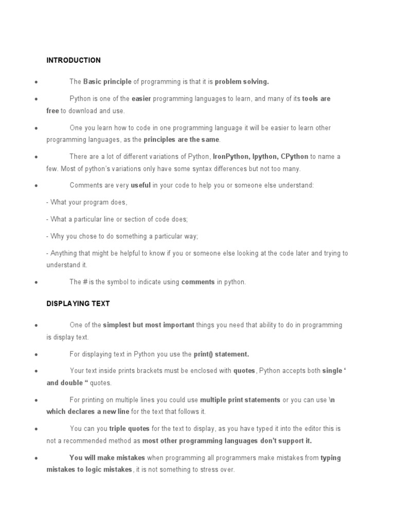 Module Summary - Python | PDF | Variable (Computer Science) | Python ...