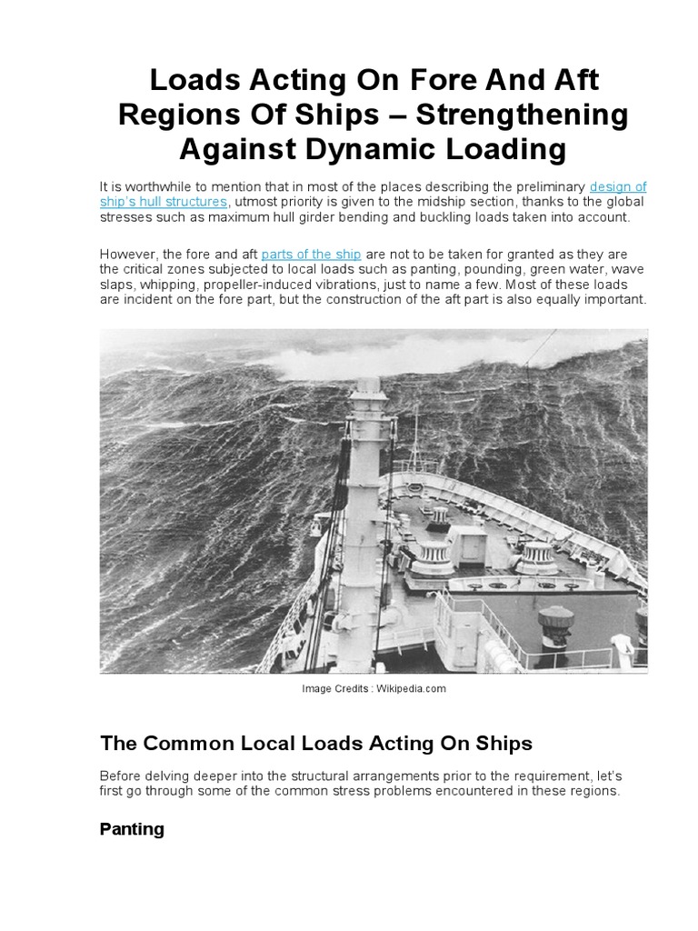 Loads Acting On Fore and Aft Regions of Ships - Strengthening Against ...
