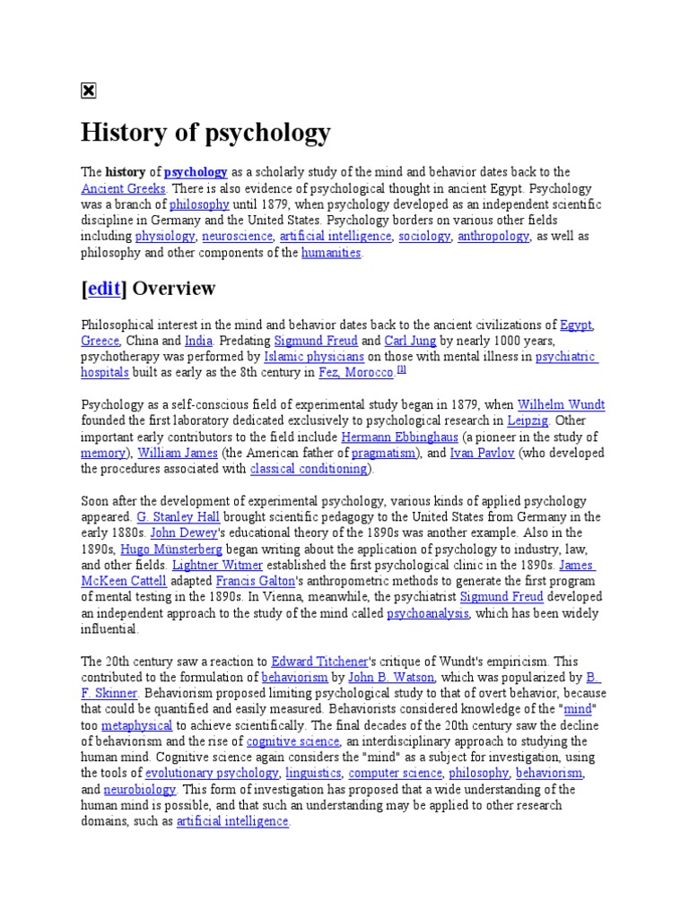 History of Psychology | PDF | Psychology | Sigmund Freud