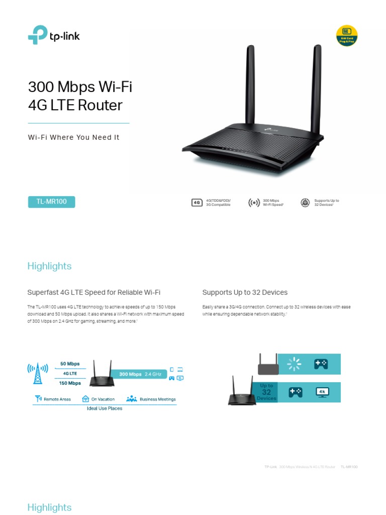 Tl Mr100 Eu 1 Datasheet Pdf Wi Fi 4 G