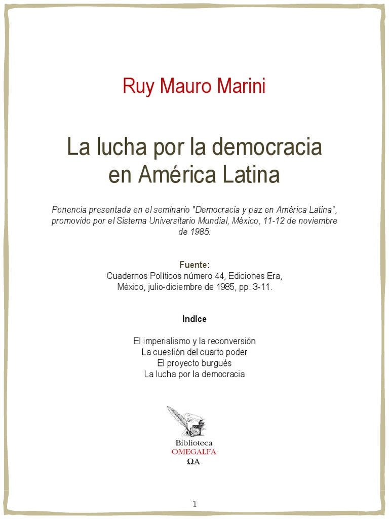 La Lucha Por La Democracia en America Latina PDF | PDF | Democracia ...