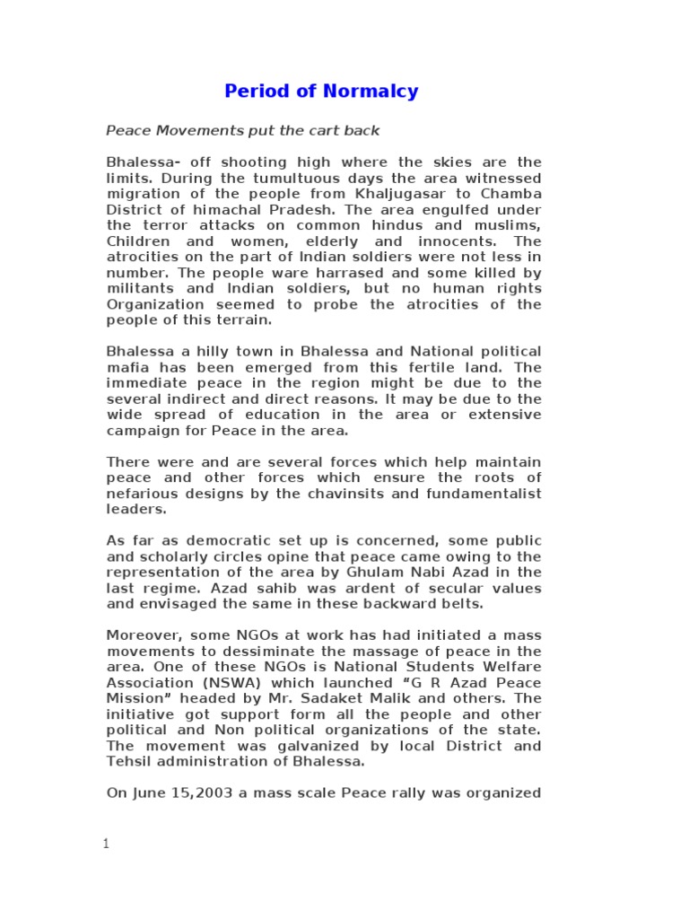 Period of Normalcy | PDF | Religion & Spirituality