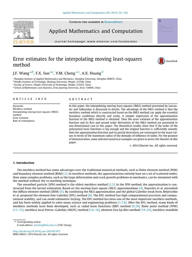 Error Estimates For The Interpolating Moving Least-Squares Method | PDF ...