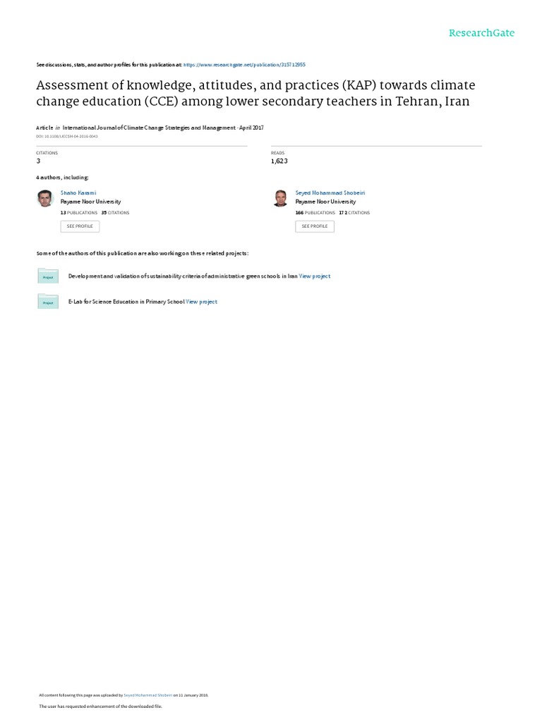 Assessment of Knowledge Attitudes and Practices KA | PDF | Climate ...