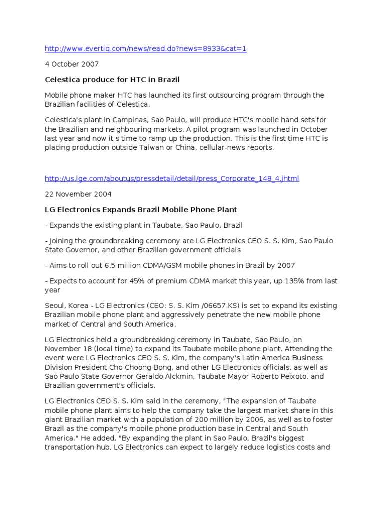 Brazil Cellular Phones 101007 | PDF | Htc | Mobile Phones