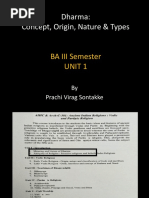 Dharma: Concept, Origin, Nature & Types: BA III Semester Unit 1