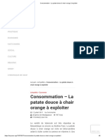 Consommation - La Patate Douce À Chair Orange À Exploiter