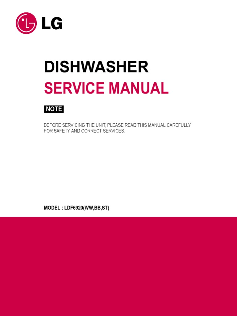 LG Ldf6920 Dishwasher Service Manual PDF Dishwasher Mechanical