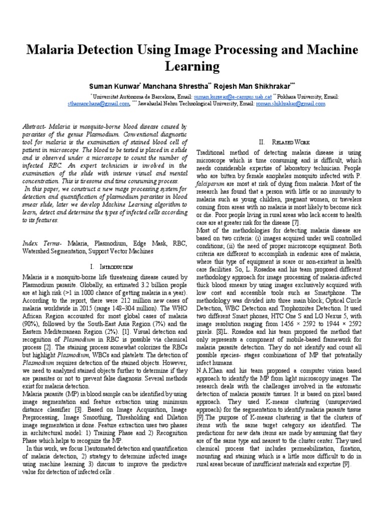 Automated Malaria Detection via ML | PDF | Image Segmentation | Malaria