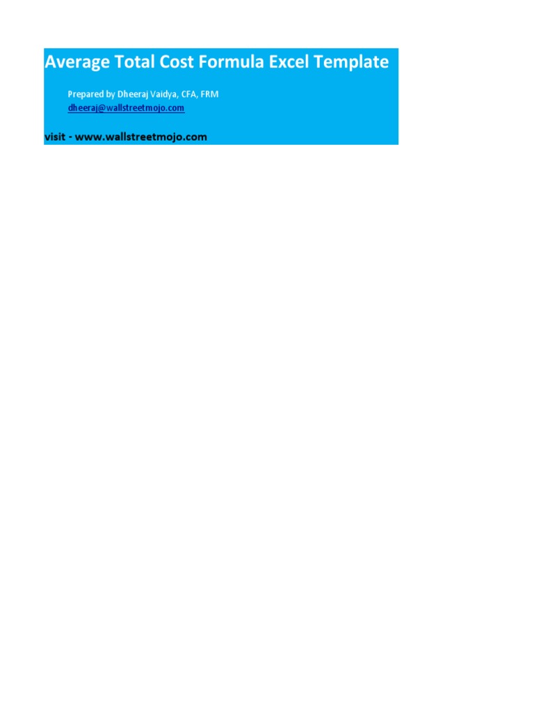 Average Total Cost Calculation Template | PDF | Average Cost ...