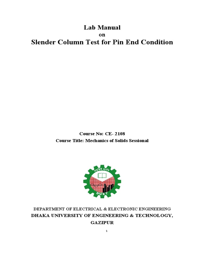 Slender Column Test Reporting and Data | PDF | Buckling | Column