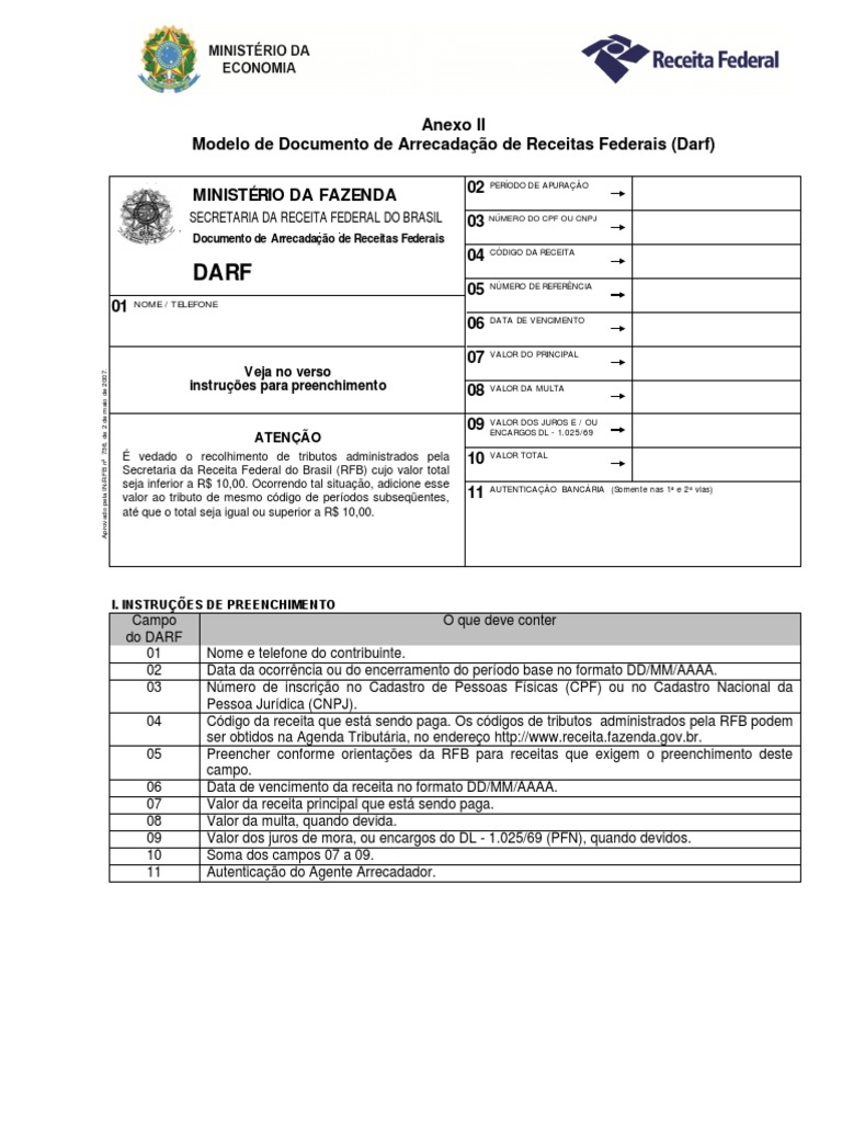 Modelo de DARF para Preenchimento | PDF | Brasil | Business