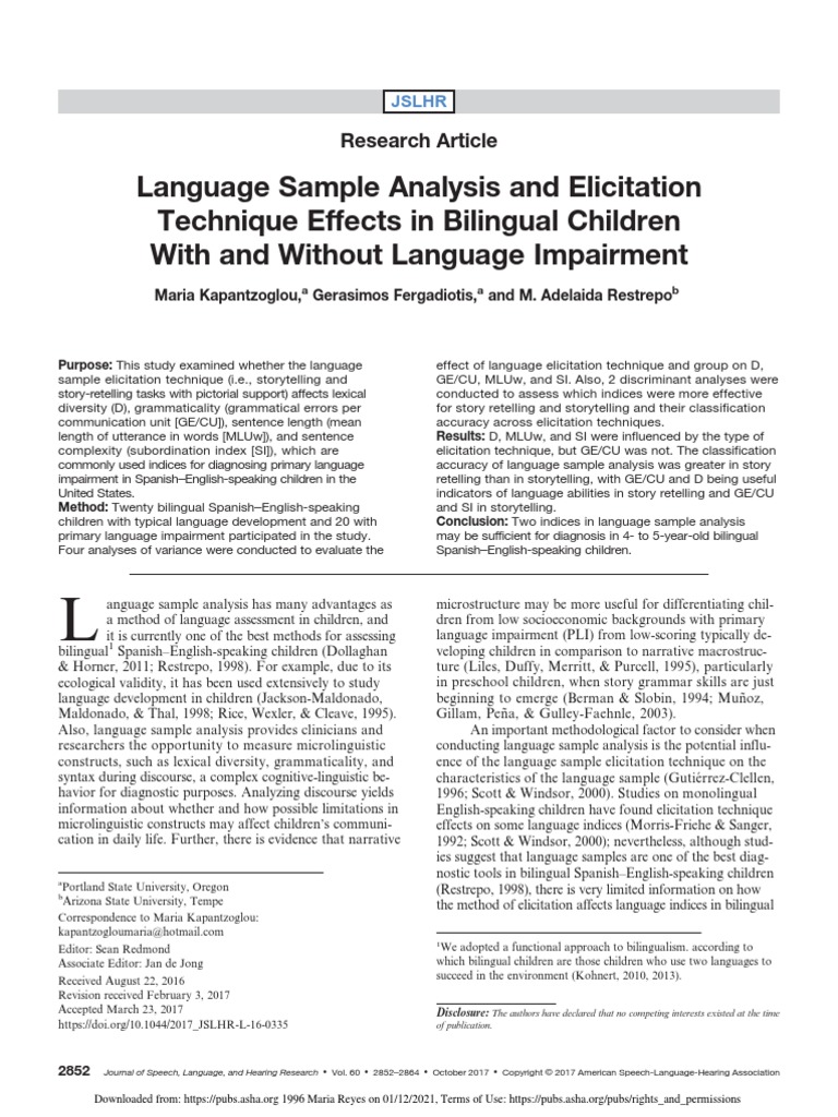 Automation Of Language Sample Analysis – VOCOW