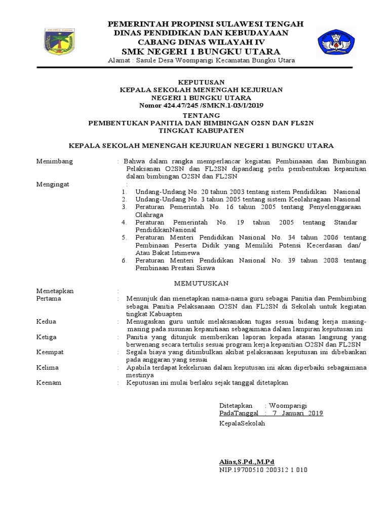 SK Pembentukan Panitia O2SN 2024 | PDF