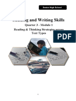 Reading and Writing Skills: Quarter 3 - Module 1 Reading & Thinking Strategies Across Text Types