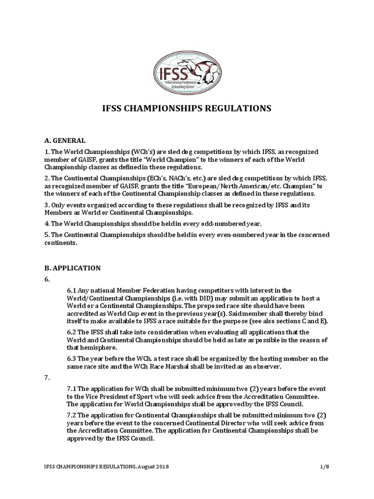 IFSS Sled Dog Championship Regulations | PDF | Business