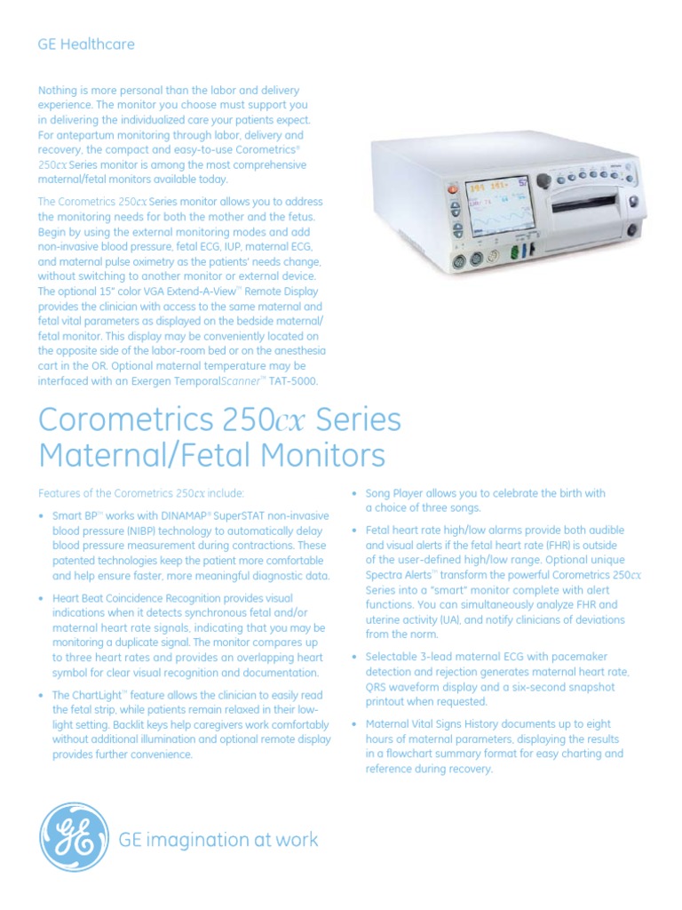Corometrics 250cx Series Maternal/Fetal Monitors: GE Healthcare | PDF ...