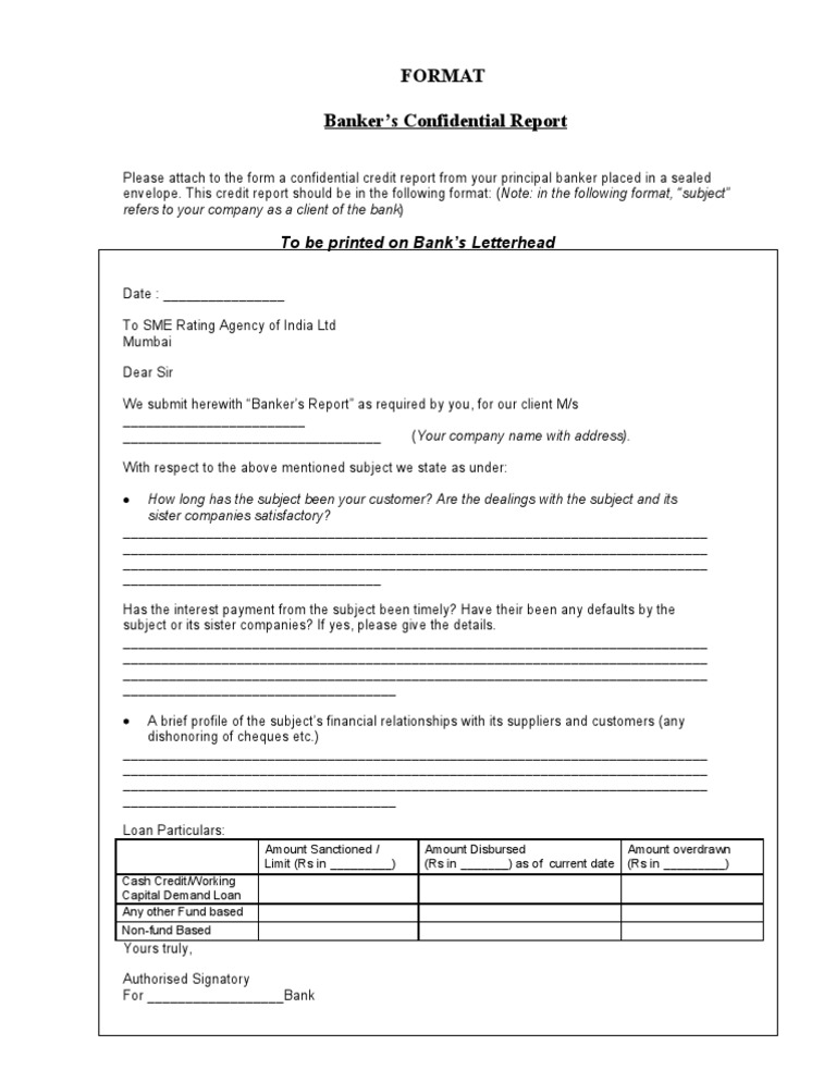 Banker’s Confidential Credit Report Format | PDF | Credit | Finance ...