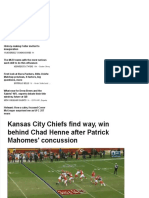 Kansas City Chiefs find way, win behind Chad Henne after Patrick Mahomes' concussion