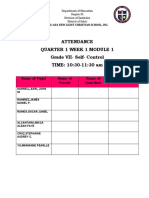 Attendance Quarter 1 Week 1 Module 1 Grade VII-Self - Control TIME: 10:30-11:30 Am