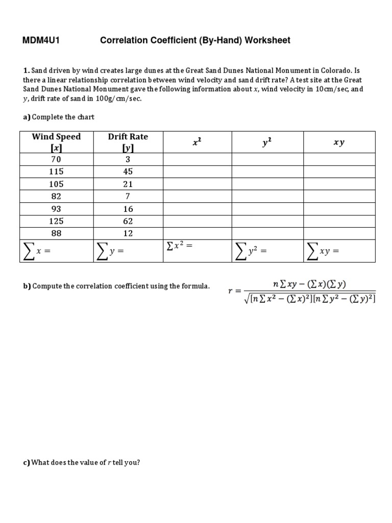 Correlation Coefficient Worksheet | PDF | Correlation And Dependence ...