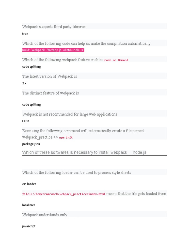 Webpack Features and Usage Guide | PDF | Java Script | Free Software