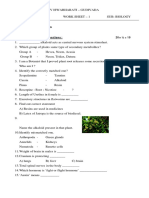 X - Biology Work Sheet - 1