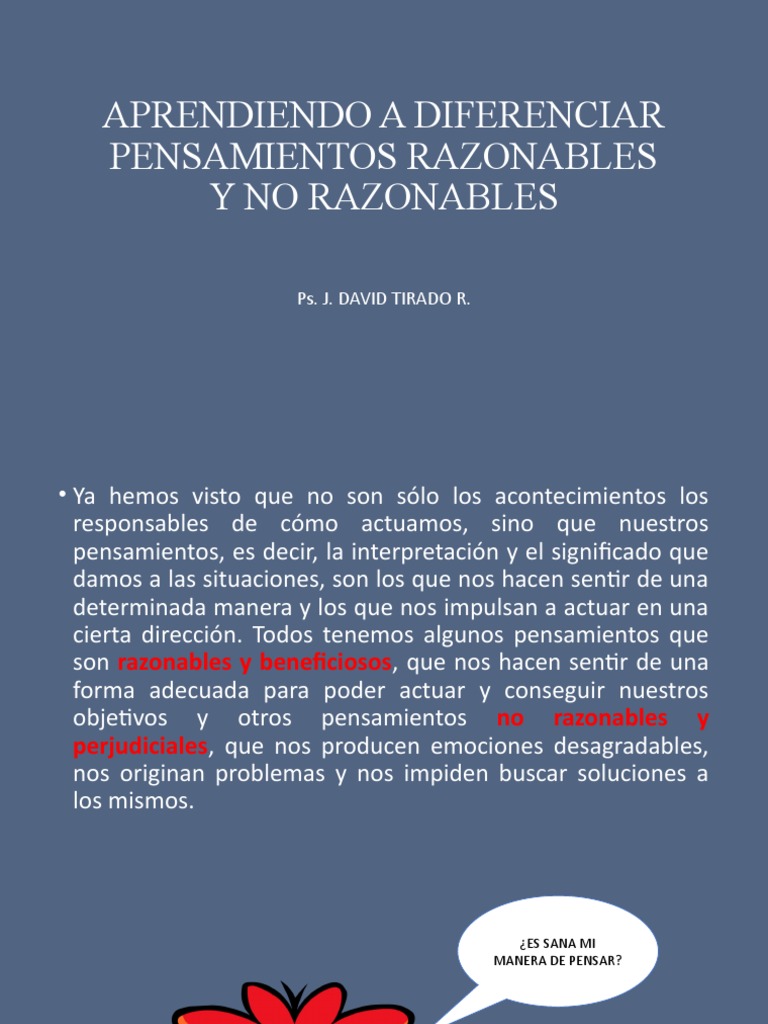 Aprendiendo A Diferenciar Pensamientos Razonables y No Razonables | PDF ...