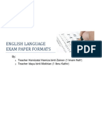 ENGLISH LANGUAGE - EXAM PAPER FORMATS