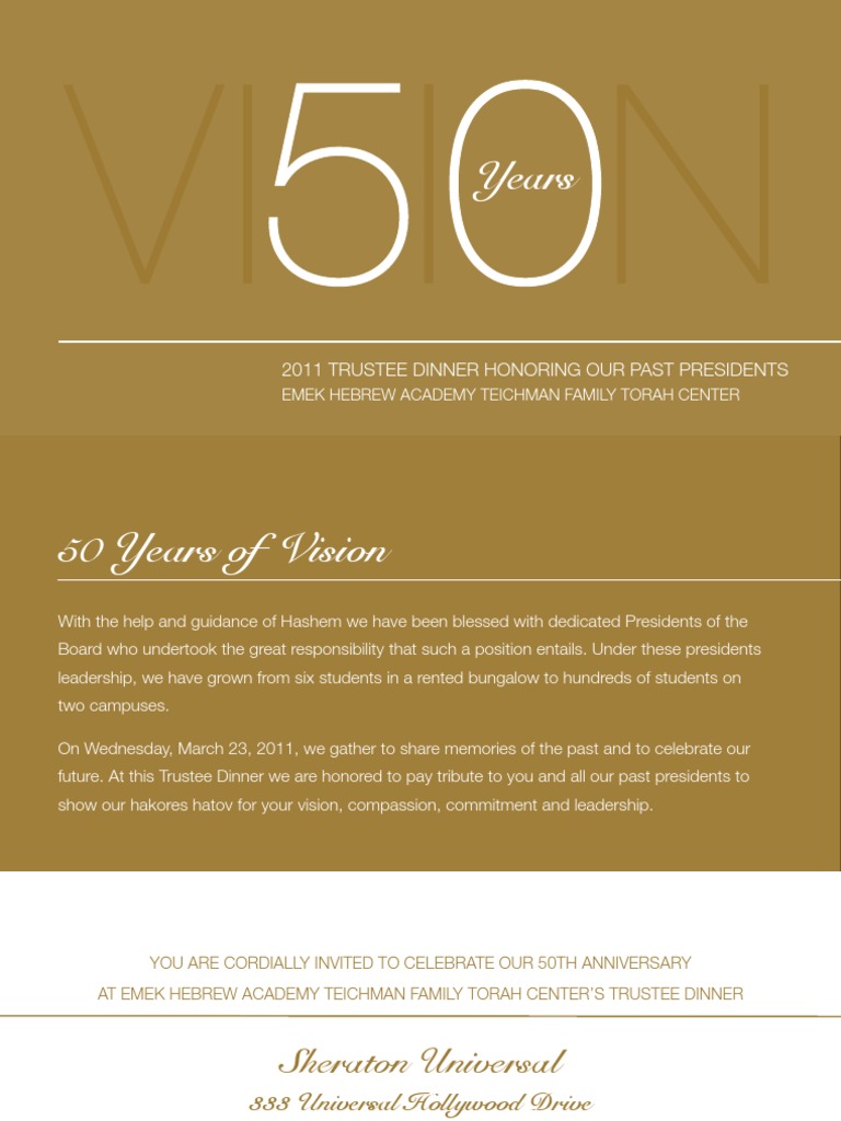 Emek Trustee Dinnner 50th Anniversary | PDF | Business