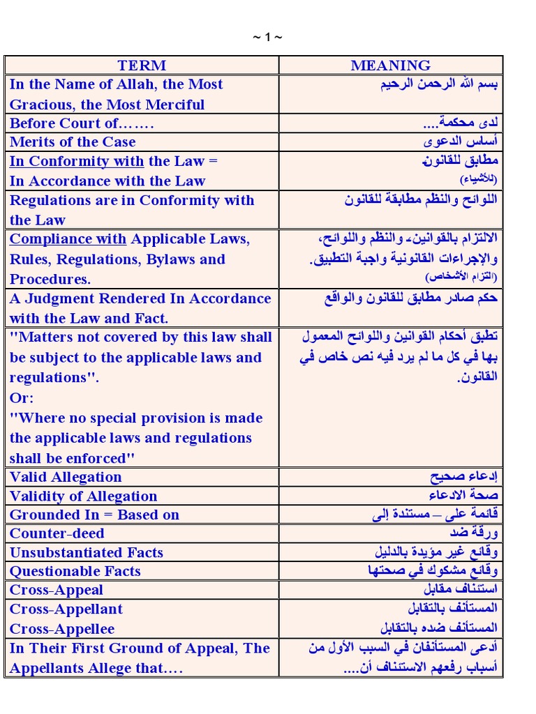 المسرد القانوني لبنى1 Pdf