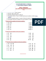 Standard Public School T. Dasarahalli, Bangalore-560057: Before Numbers. After Numbers. Between Numbers