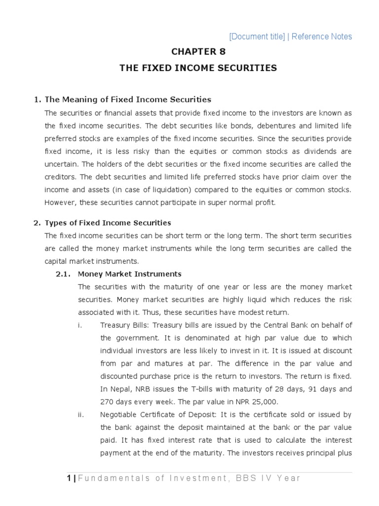 Chapter 8 Fixed Income Securities PDF Bonds Finance Fixed Income