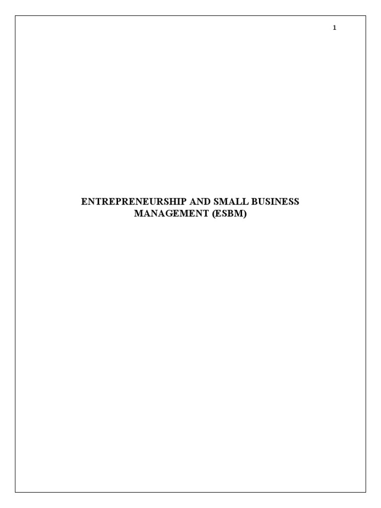 Entrepreneurship and Small Business Management (Esbm) | PDF | Startup ...