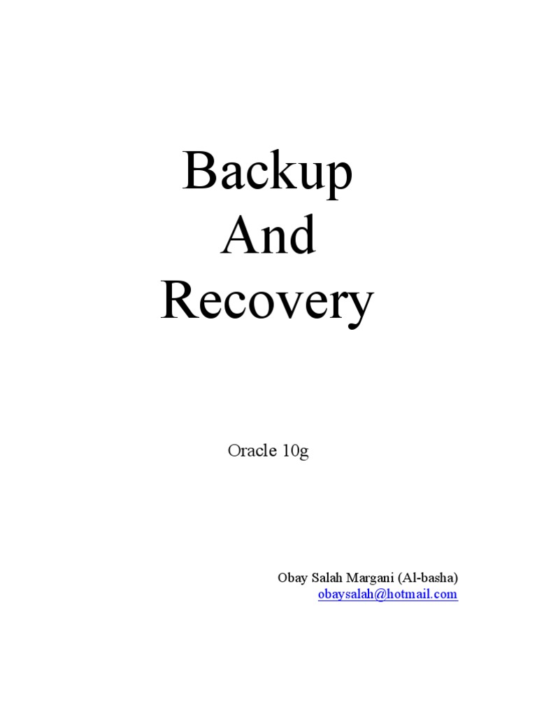 Backup and Recovery | PDF
