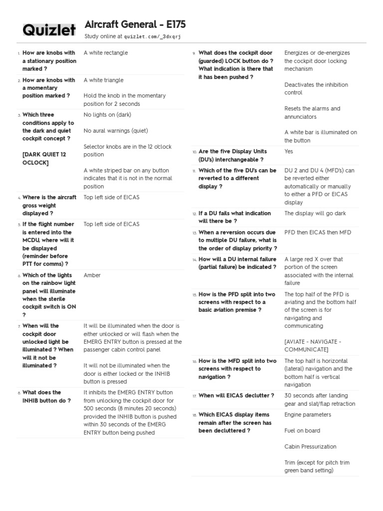 Embraer 175 Cockpit Operations Guide | PDF | Cockpit | Aerospace
