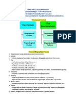 The Person The Environment: Biographical Factors Environmental Factors