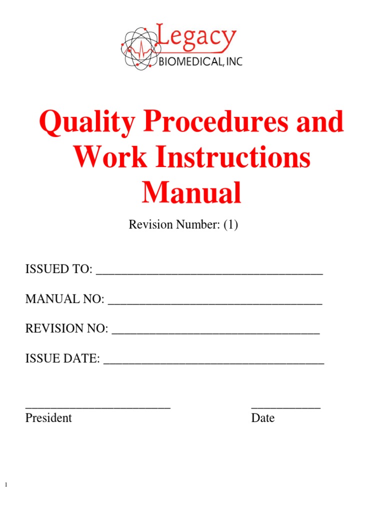 Quality Procedures and Work Instructions | PDF | Documentation ...