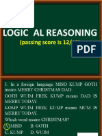 Logic Al Reasoning: (Passing Score Is 12/15)