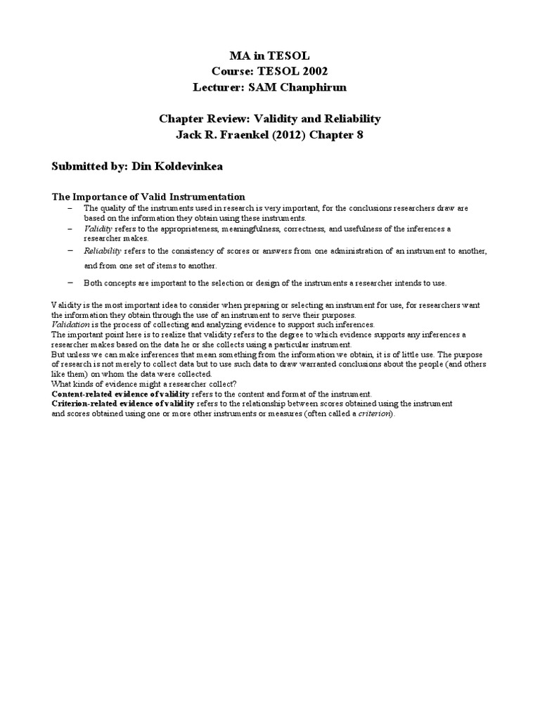 Validity and Reliability John W Creswell Educational Research PDF
