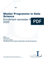 Master Programme in Data Science: Enrollment Semester Autumn 2020