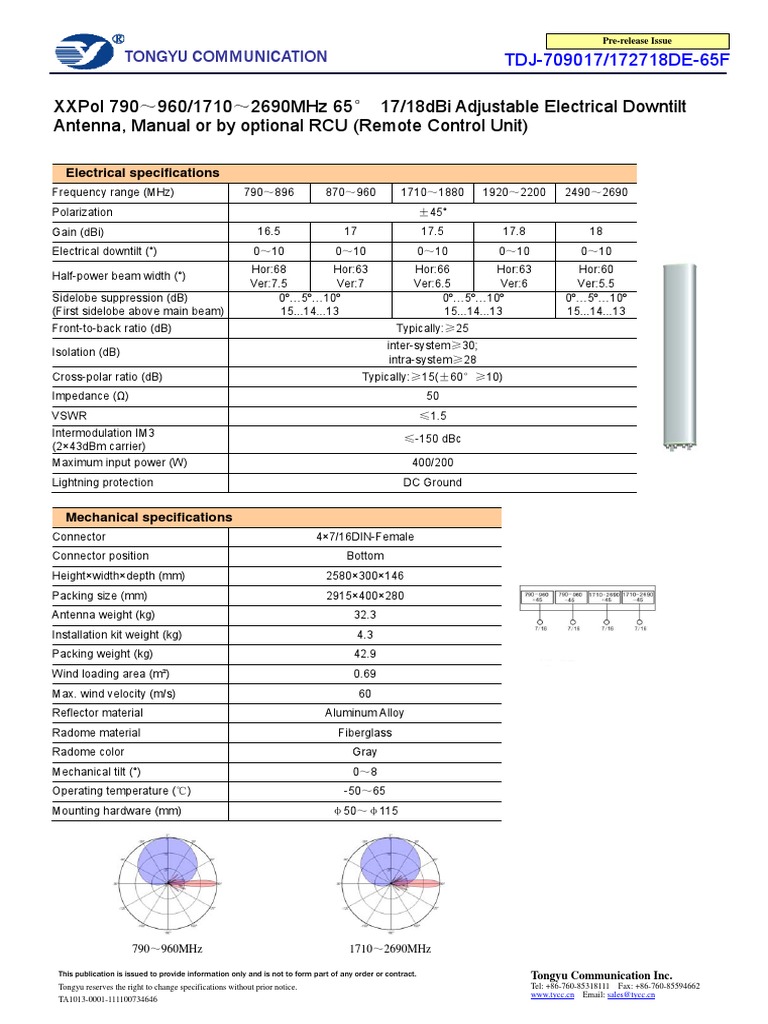 TDJ 709017 172718de 65F PDF | PDF | Antenna (Radio) | Decibel